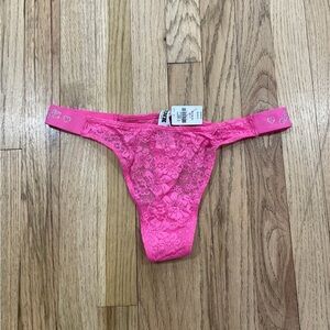 VS PINK Lace Thong with shine in straps NWT